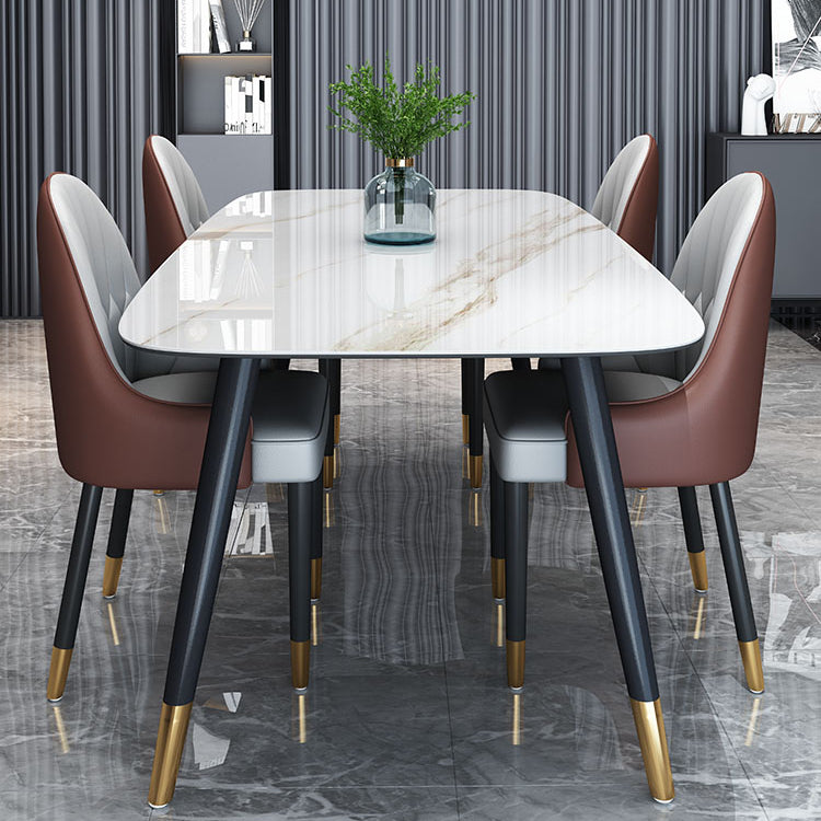 Traditional Luxury Stone Dining Table Rectangle Tripod Base Dining Table
