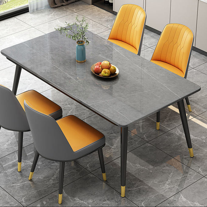 Rectangular Sintered Stone Dining Table Modern 4 Legs Furniture in Matte Finish