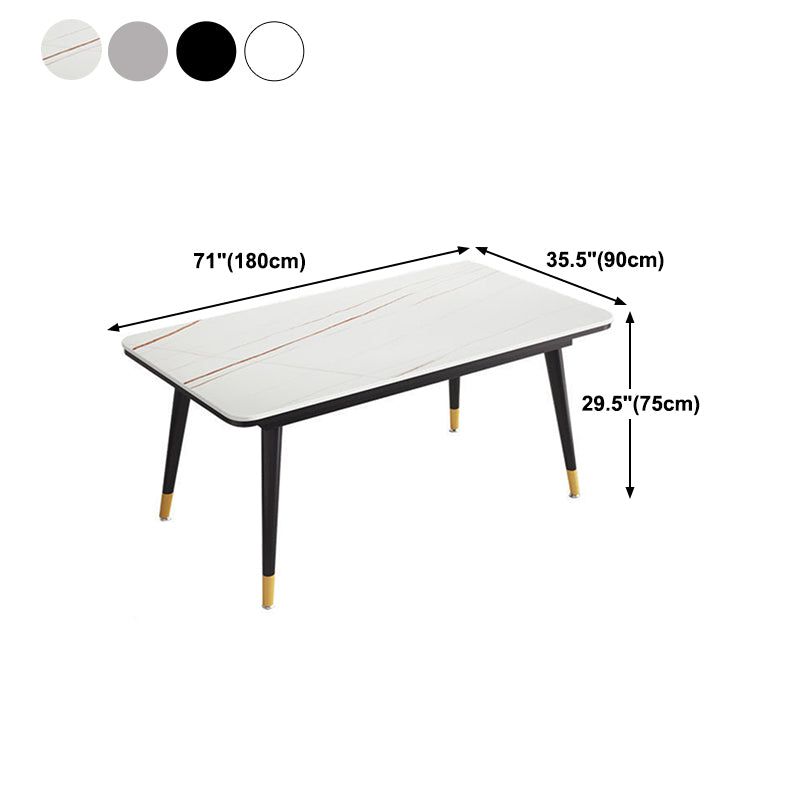 Rectangular Sintered Stone Dining Table Modern 4 Legs Furniture in Matte Finish