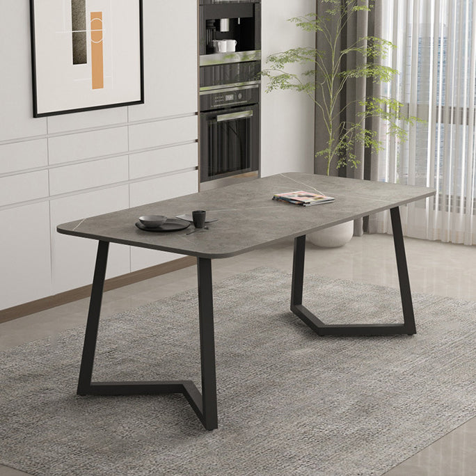 Industrial Style Dining Table Sintered Stone Rectangle Table for Home