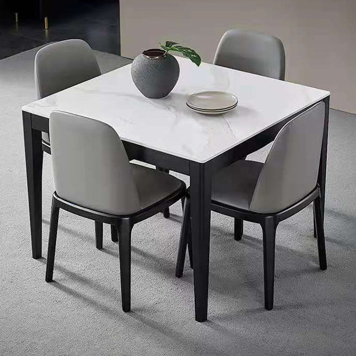 4 Legs Dining Table Industrial Stone Dining Table with Black Frame