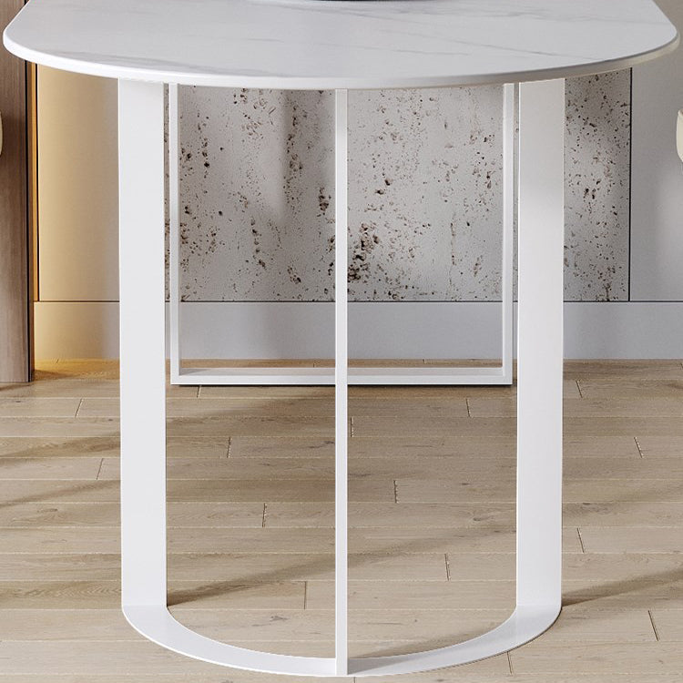 Contemporary Dining Table Stone Dining Site Table with Double Pedestal