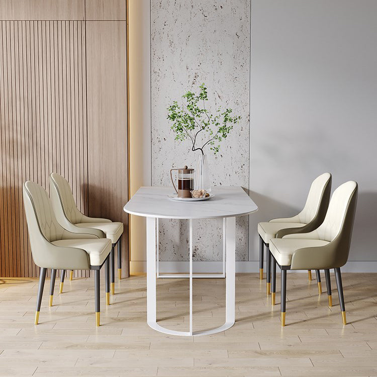 Contemporary Dining Table Stone Dining Site Table with Double Pedestal