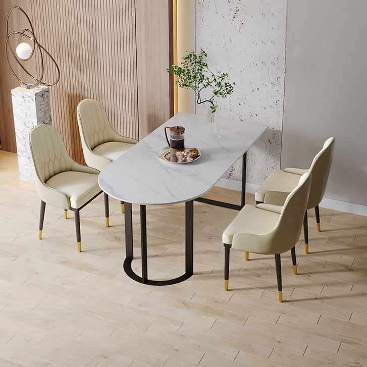 Contemporary Dining Table Stone Dining Site Table with Double Pedestal