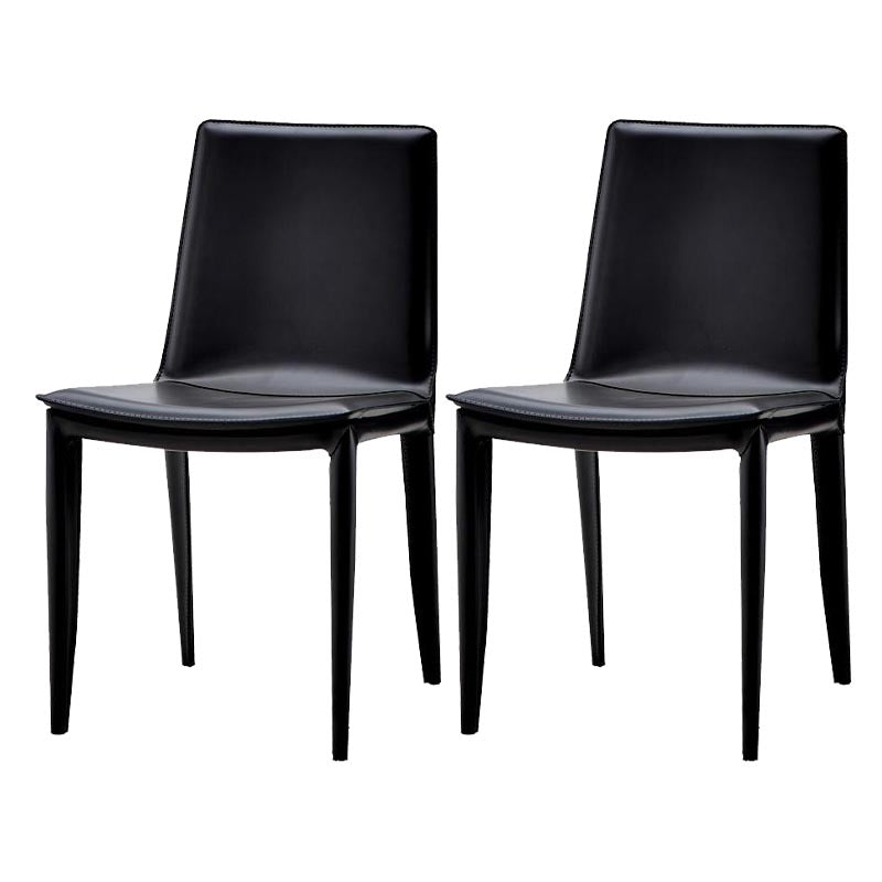 Contemporary Style Dining Chairs Armless Chair with Metal Legs for Kitchen