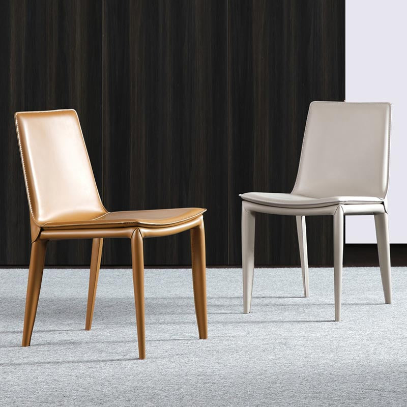Contemporary Style Dining Chairs Armless Chair with Metal Legs for Kitchen