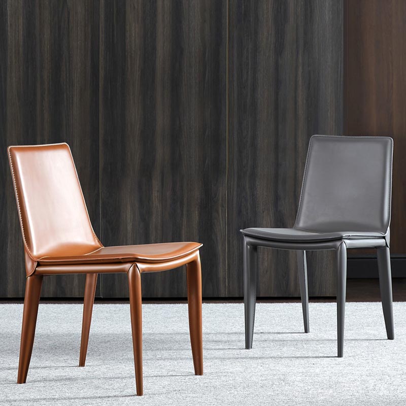 Contemporary Style Dining Chairs Armless Chair with Metal Legs for Kitchen