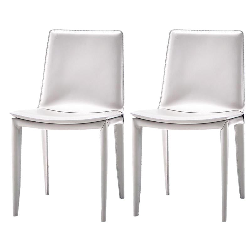 Contemporary Style Dining Chairs Armless Chair with Metal Legs for Kitchen