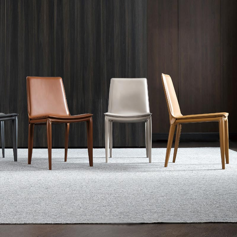 Contemporary Style Dining Chairs Armless Chair with Metal Legs for Kitchen