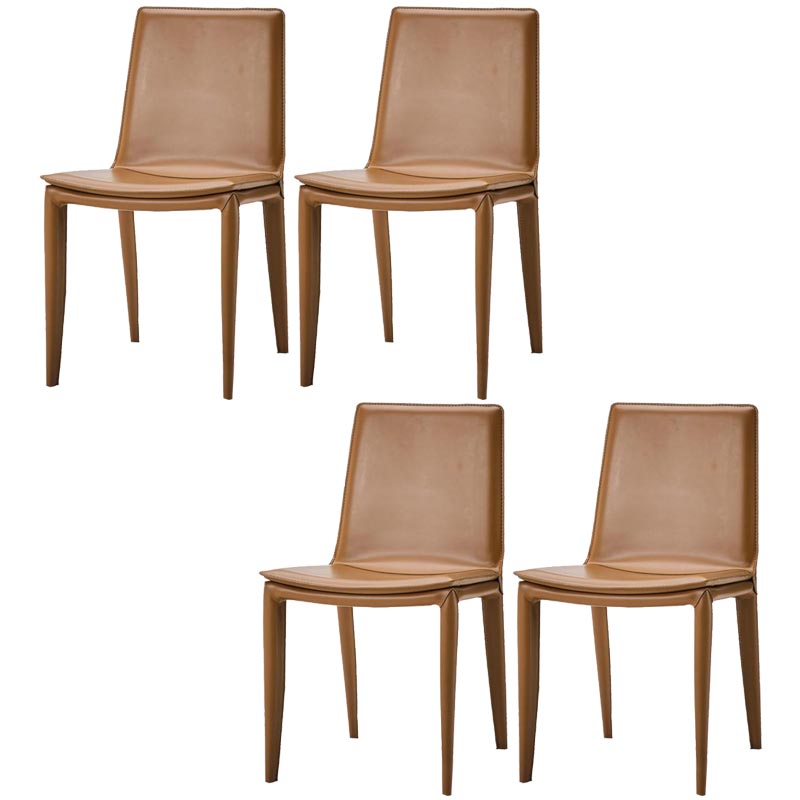 Contemporary Style Dining Chairs Armless Chair with Metal Legs for Kitchen