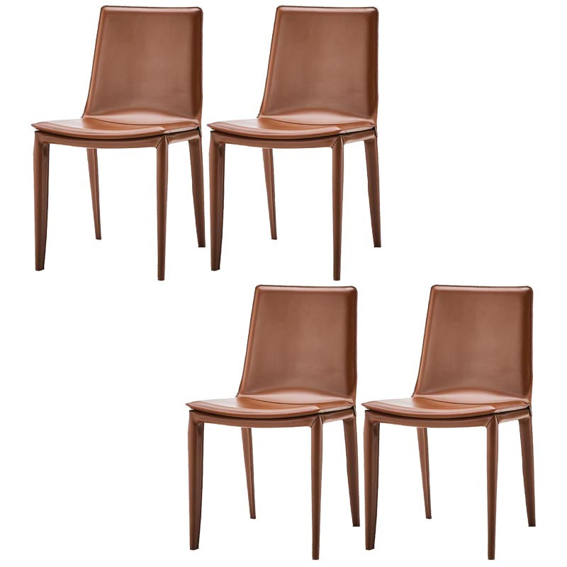 Contemporary Style Dining Chairs Armless Chair with Metal Legs for Kitchen