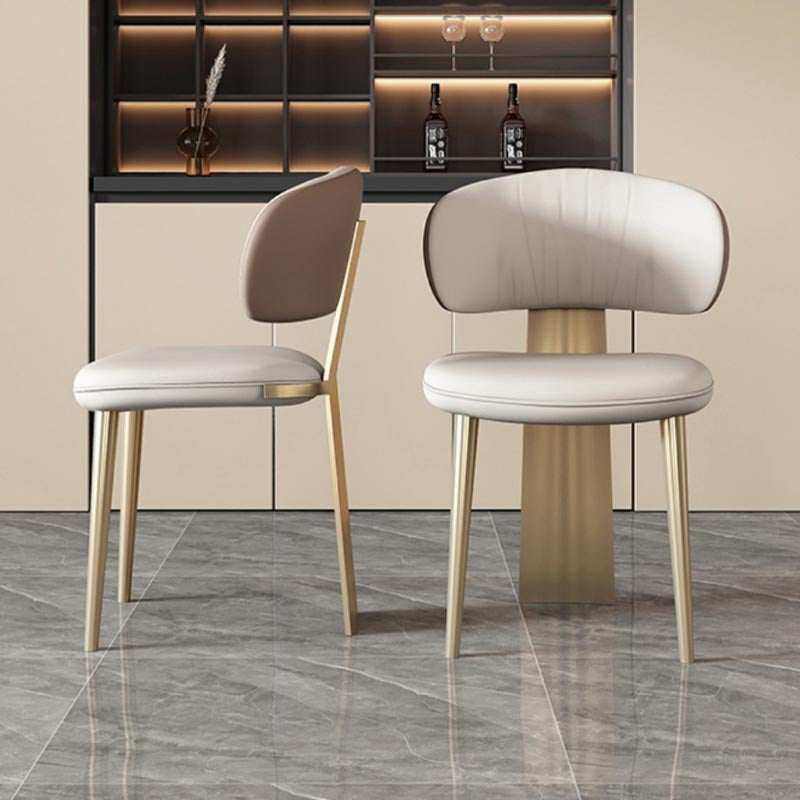 Nordic Glam Style Chair Dining Armless Chairs for Kitchen with Metal Legs