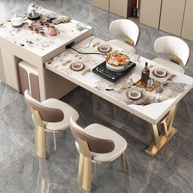 Nordic Glam Style Chair Dining Armless Chairs for Kitchen with Metal Legs