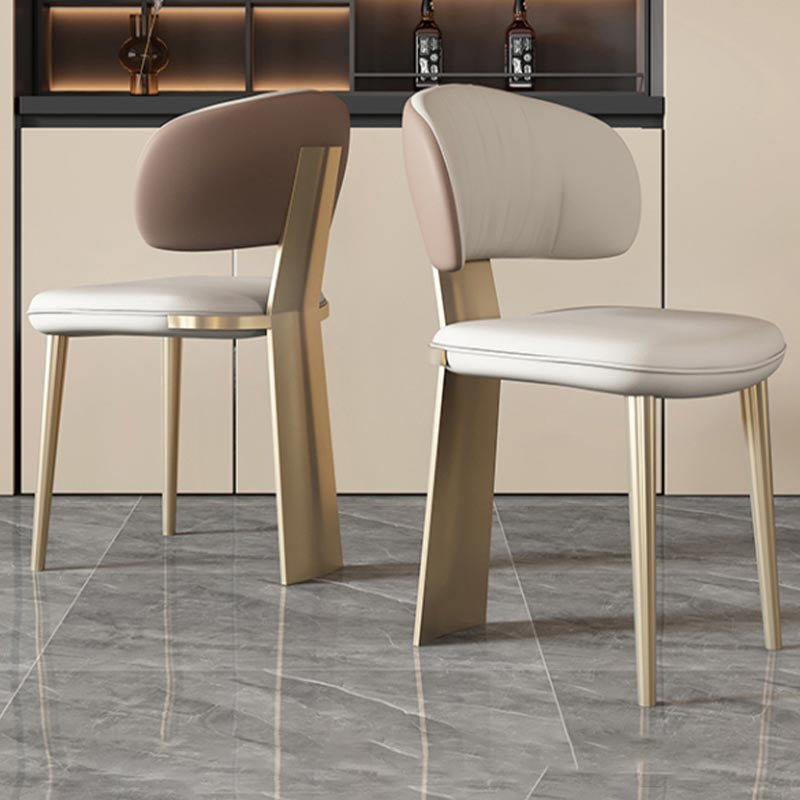 Nordic Glam Style Chair Dining Armless Chairs for Kitchen with Metal Legs