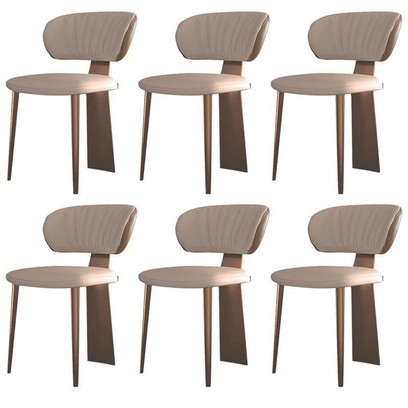 Nordic Glam Style Chair Dining Armless Chairs for Kitchen with Metal Legs