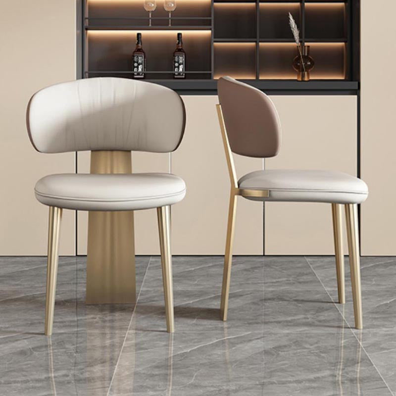 Nordic Glam Style Chair Dining Armless Chairs for Kitchen with Metal Legs