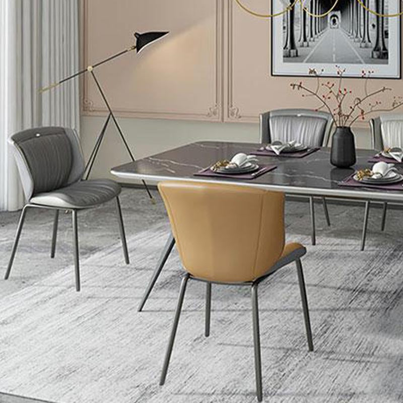 Modern Faux Leather Dining Chair Wingback Side Chair in Matte Finish