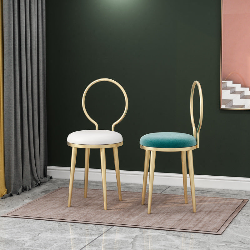 Glam Velvet Dining Chair Open Back Dining Side Furniture with Gold Legs in Matte Finish