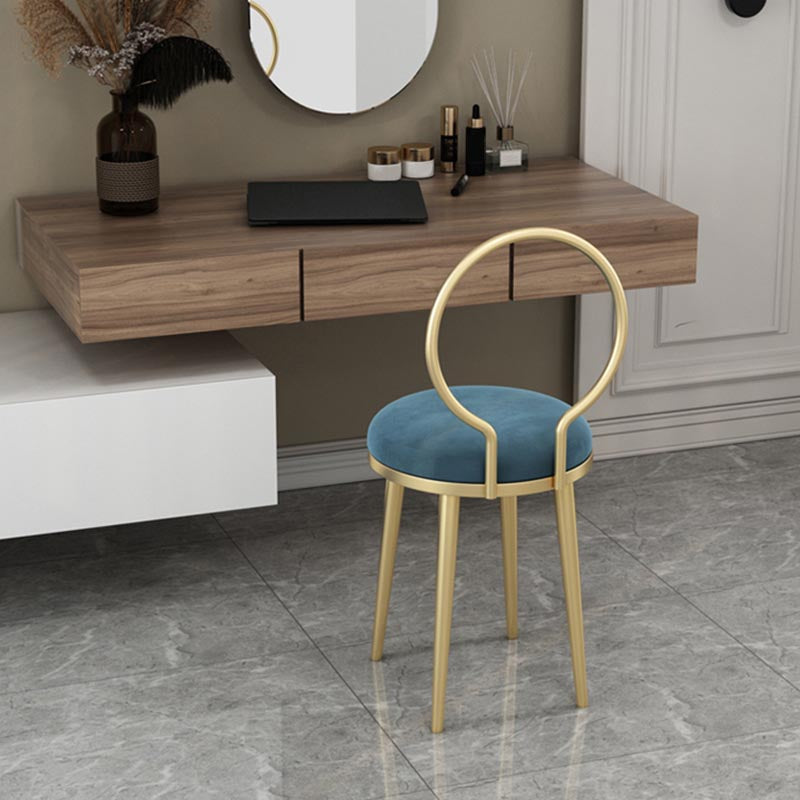 Glam Velvet Dining Chair Open Back Dining Side Furniture with Gold Legs in Matte Finish