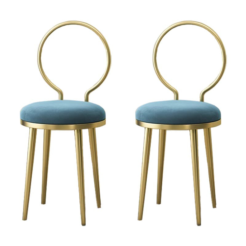 Glam Velvet Dining Chair Open Back Dining Side Furniture with Gold Legs in Matte Finish