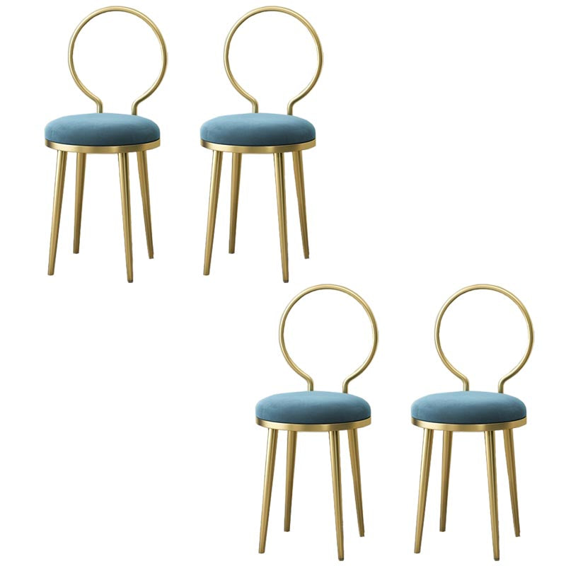 Glam Velvet Dining Chair Open Back Dining Side Furniture with Gold Legs in Matte Finish