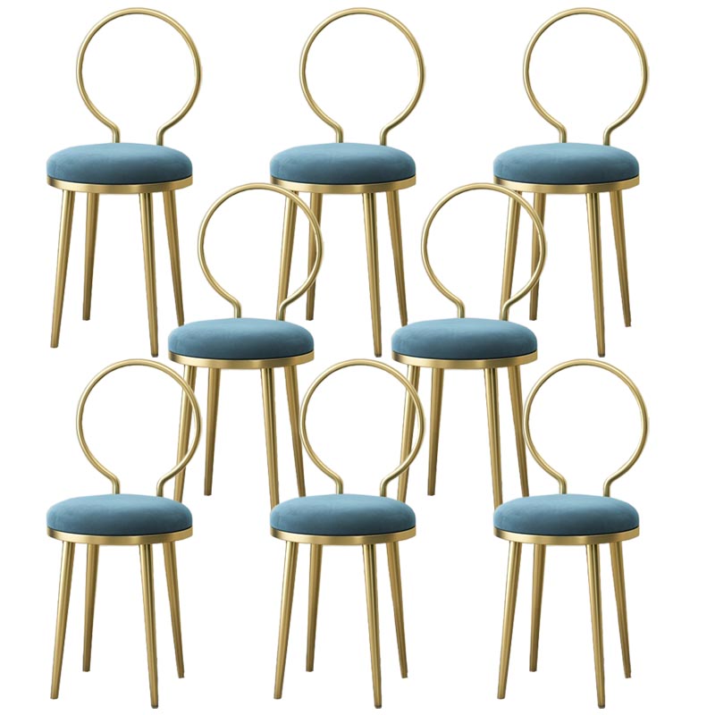 Glam Velvet Dining Chair Open Back Dining Side Furniture with Gold Legs in Matte Finish