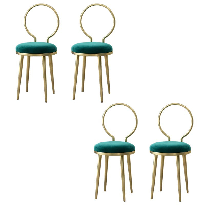 Glam Velvet Dining Chair Open Back Dining Side Furniture with Gold Legs in Matte Finish