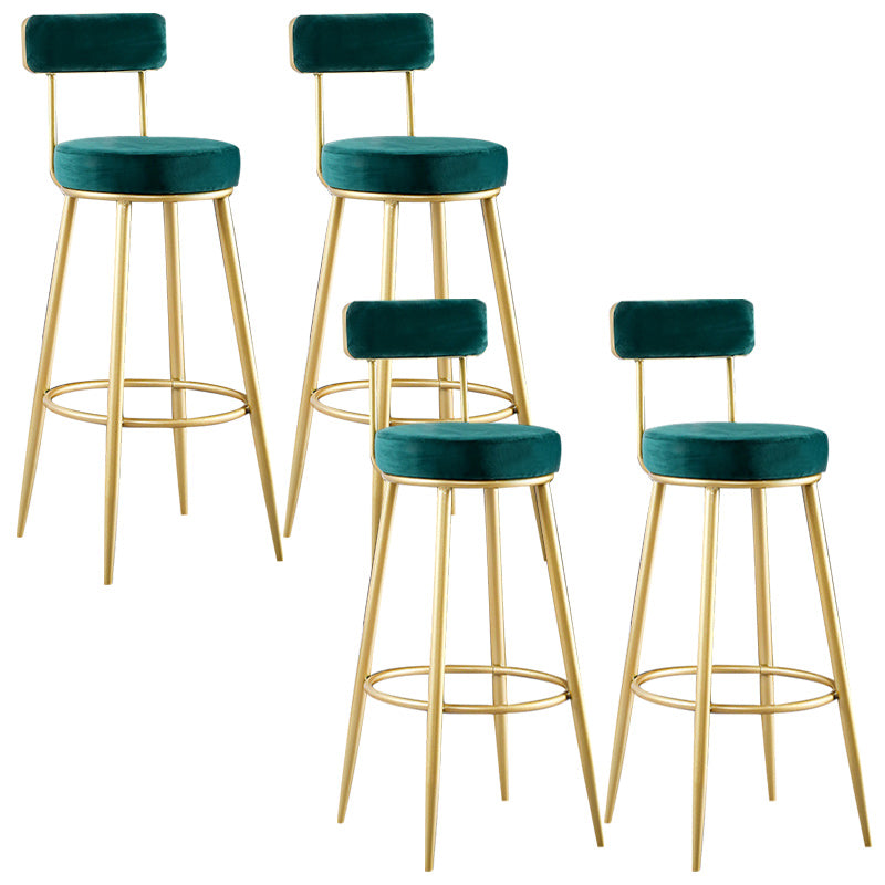 Nordic Glam Style Bar Stool Round Bar Stool with Metal Legs for Home