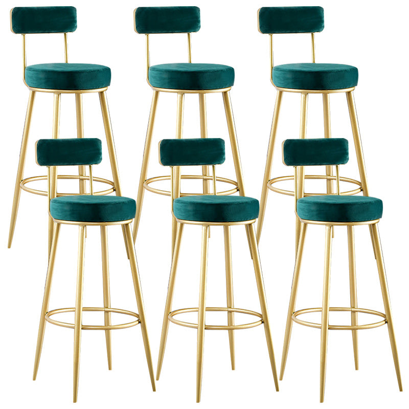 Nordic Glam Style Bar Stool Round Bar Stool with Metal Legs for Home