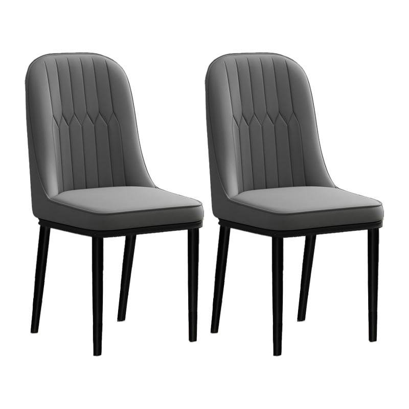 Glam Faux Leather Dining Chair Parsons Chair with 4 Legs in Matte Finish for Home