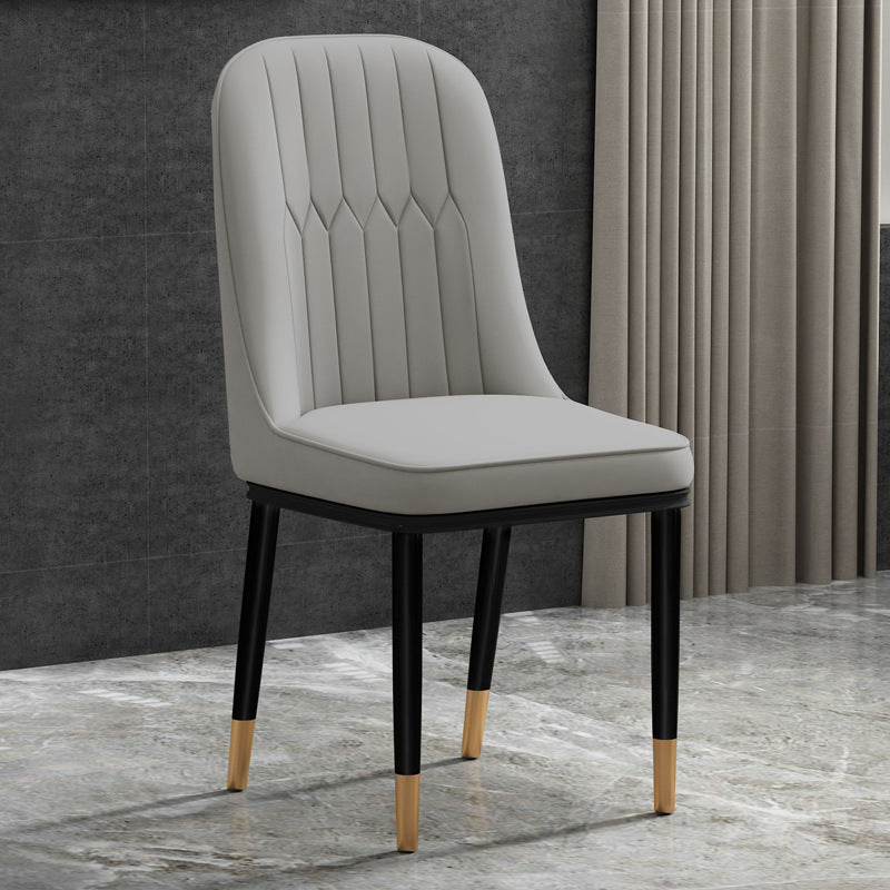Glam Faux Leather Dining Chair Parsons Chair with 4 Legs in Matte Finish for Home