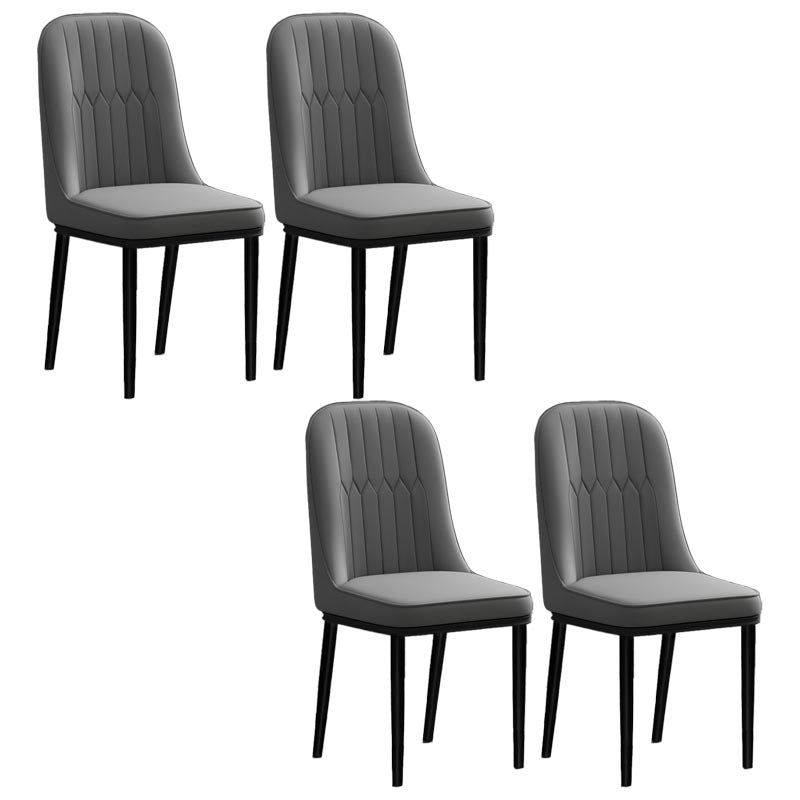 Glam Faux Leather Dining Chair Parsons Chair with 4 Legs in Matte Finish for Home