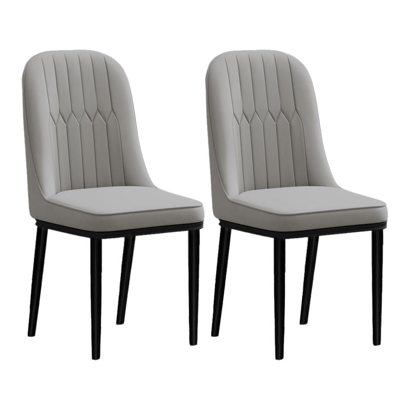 Glam Faux Leather Dining Chair Parsons Chair with 4 Legs in Matte Finish for Home