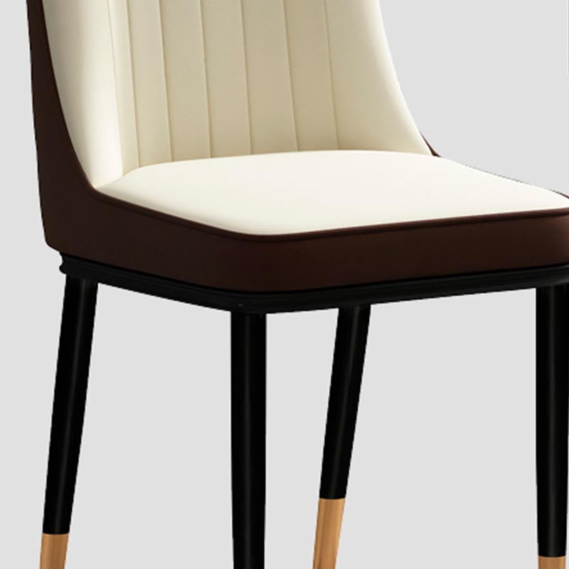 Glam Faux Leather Dining Chair Parsons Chair with 4 Legs in Matte Finish for Home
