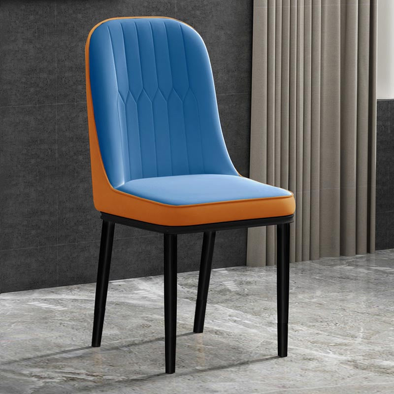 Glam Faux Leather Dining Chair Parsons Chair with 4 Legs in Matte Finish for Home