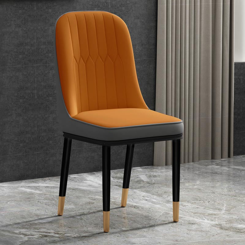 Glam Faux Leather Dining Chair Parsons Chair with 4 Legs in Matte Finish for Home