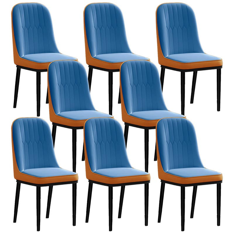 Glam Faux Leather Dining Chair Parsons Chair with 4 Legs in Matte Finish for Home