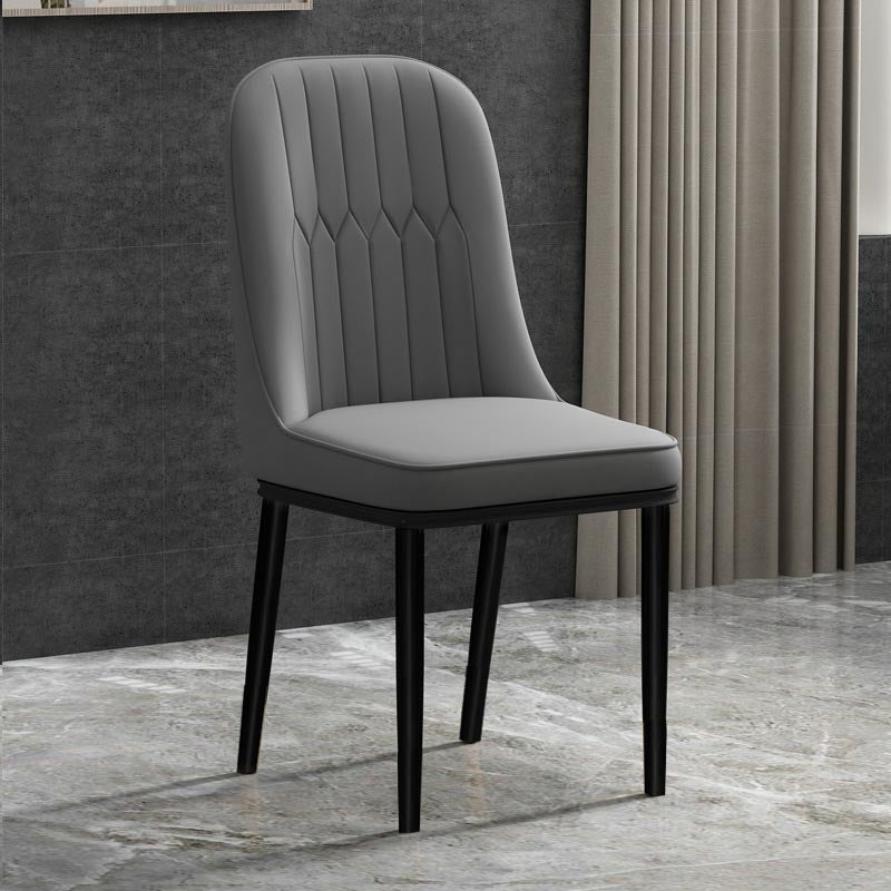 Glam Faux Leather Dining Chair Parsons Chair with 4 Legs in Matte Finish for Home