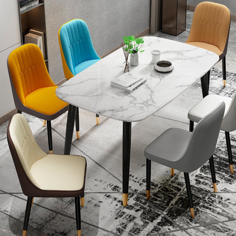 Glam Faux Leather Dining Chair Parsons Chair with 4 Legs in Matte Finish for Home