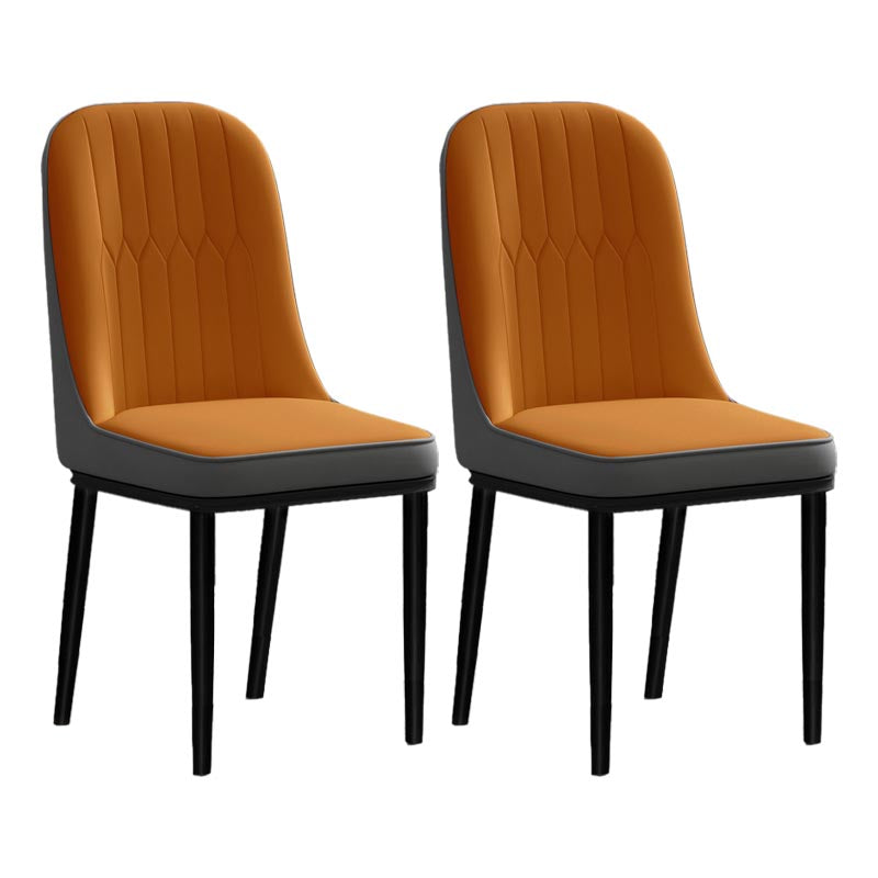 Glam Faux Leather Dining Chair Parsons Chair with 4 Legs in Matte Finish for Home