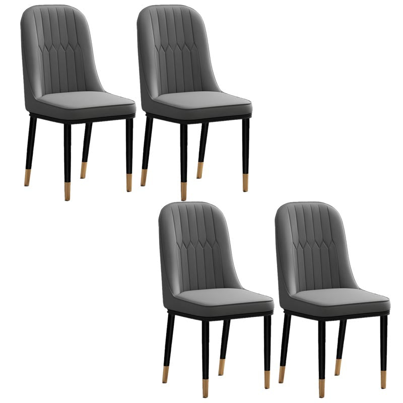 Glam Faux Leather Dining Chair Parsons Chair with 4 Legs in Matte Finish for Home