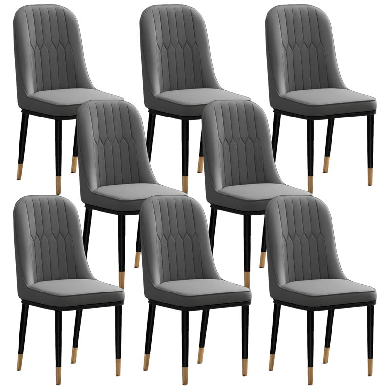 Glam Faux Leather Dining Chair Parsons Chair with 4 Legs in Matte Finish for Home