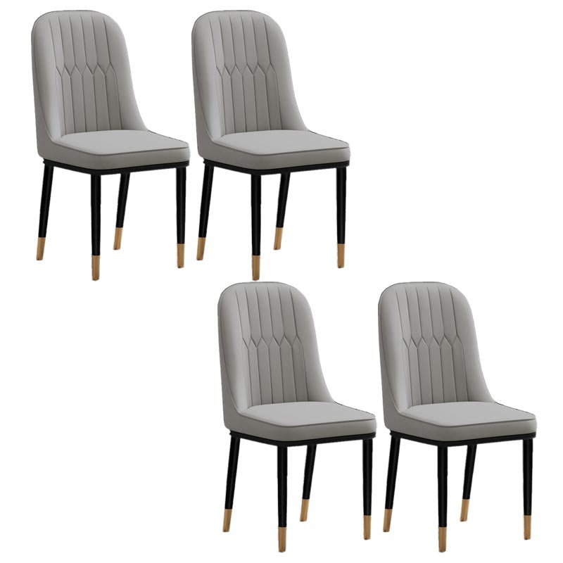 Glam Faux Leather Dining Chair Parsons Chair with 4 Legs in Matte Finish for Home