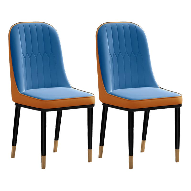 Glam Faux Leather Dining Chair Parsons Chair with 4 Legs in Matte Finish for Home