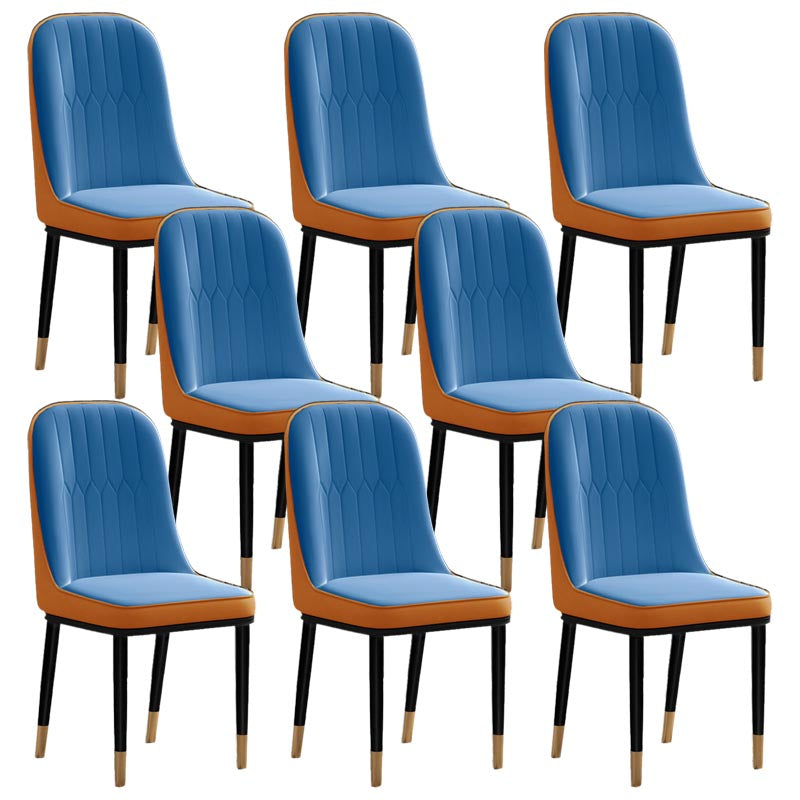 Glam Faux Leather Dining Chair Parsons Chair with 4 Legs in Matte Finish for Home