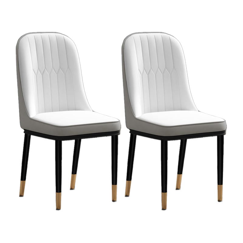 Glam Faux Leather Dining Chair Parsons Chair with 4 Legs in Matte Finish for Home