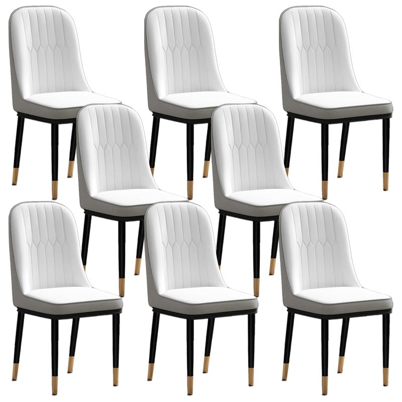 Glam Faux Leather Dining Chair Parsons Chair with 4 Legs in Matte Finish for Home