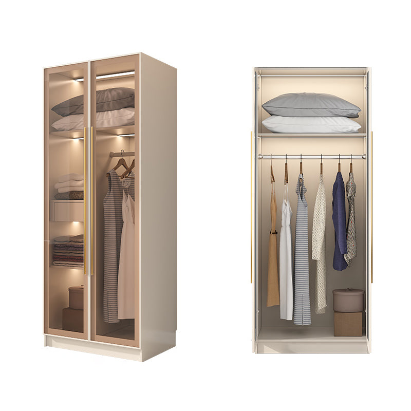 Modern Hinged Door Wardrobe for Home White Cabinet with Glass Door
