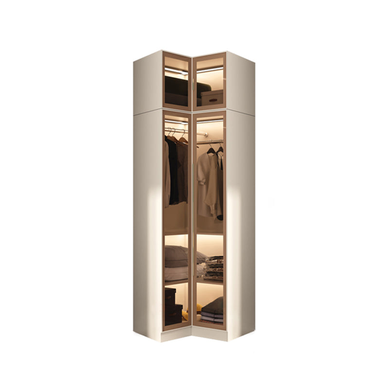 Modern Hinged Door Wardrobe for Home White Cabinet with Glass Door