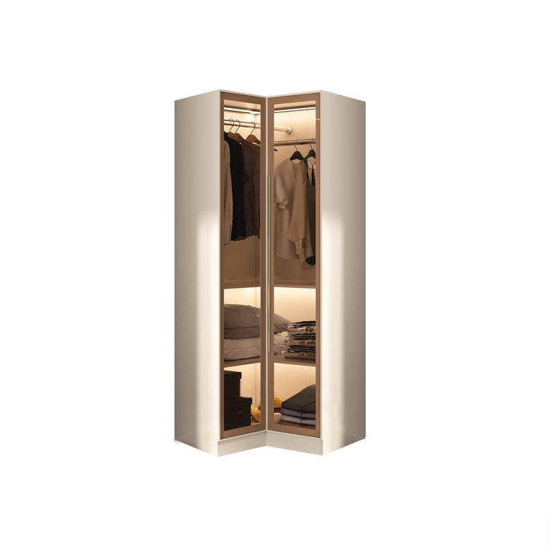 Modern Hinged Door Wardrobe for Home White Cabinet with Glass Door